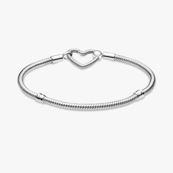 Pandora Moments Heart Closure Snake Chain Bracelet Sterling Silver Size 7.5 IN - Picture 8 of 10
